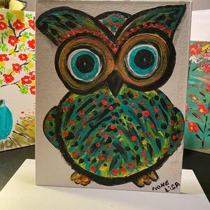 Original Nana Lisa Acrylic 8 x 10 Owl Painting